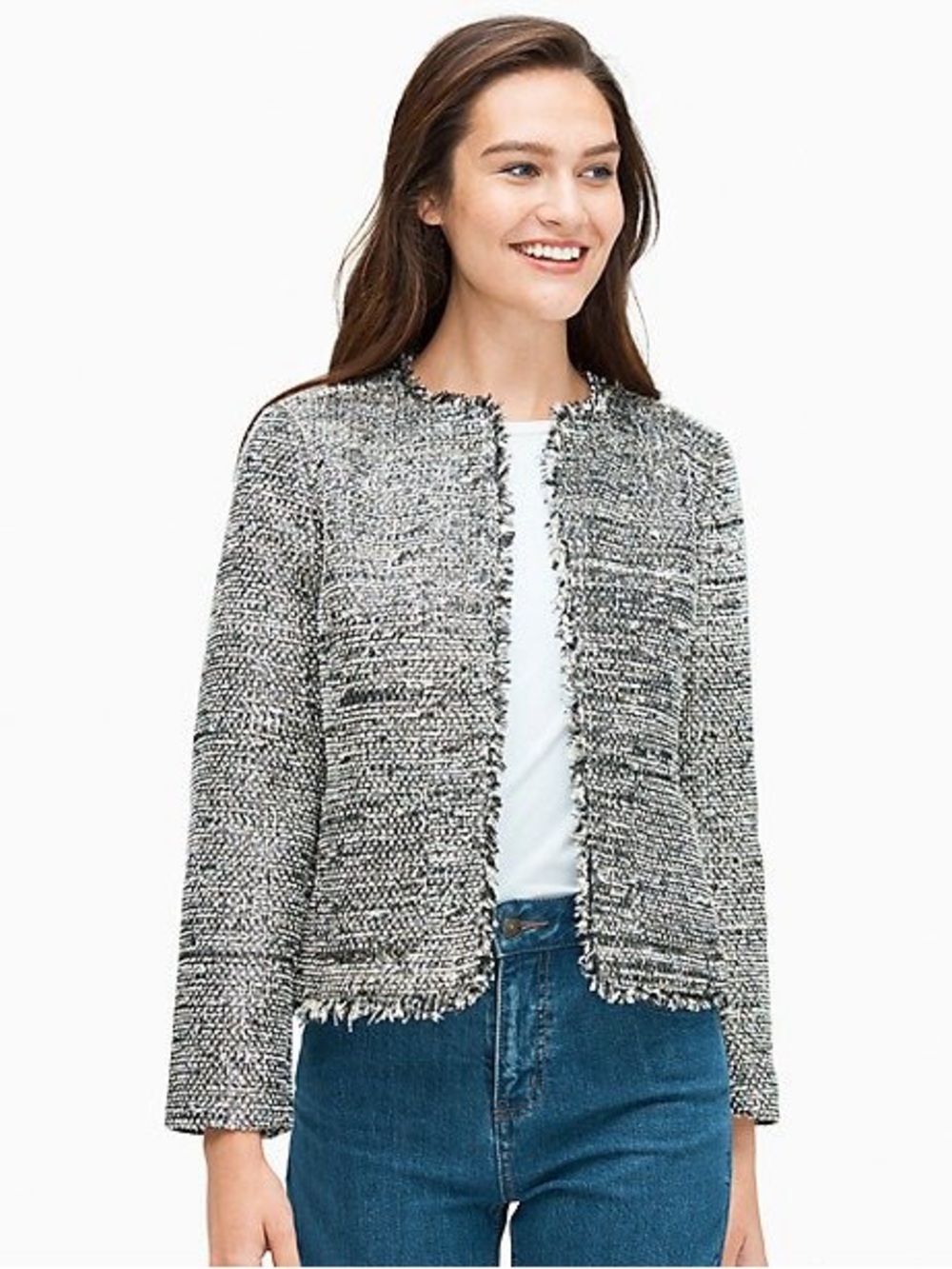 Kate Spade New York Party Tweed Open Front Jacket size M